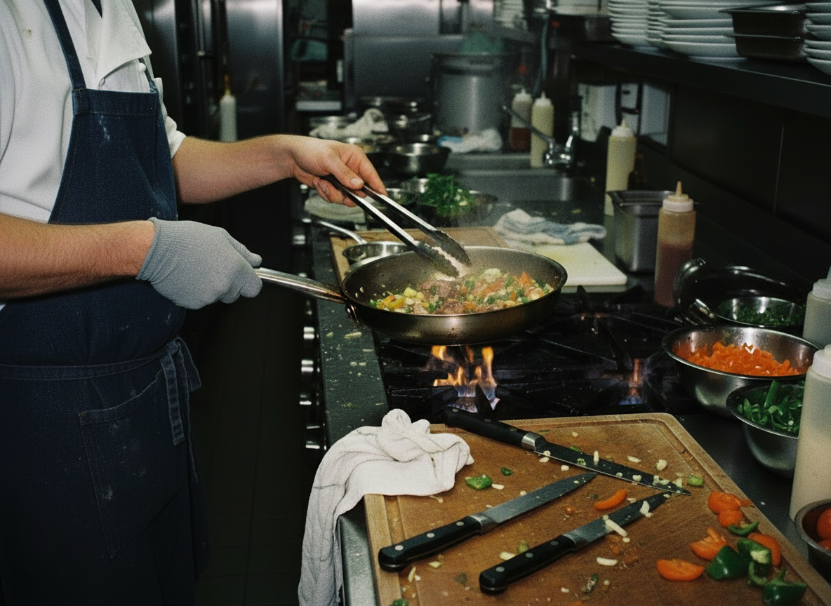 Chef cooking in a restaurant kitchen